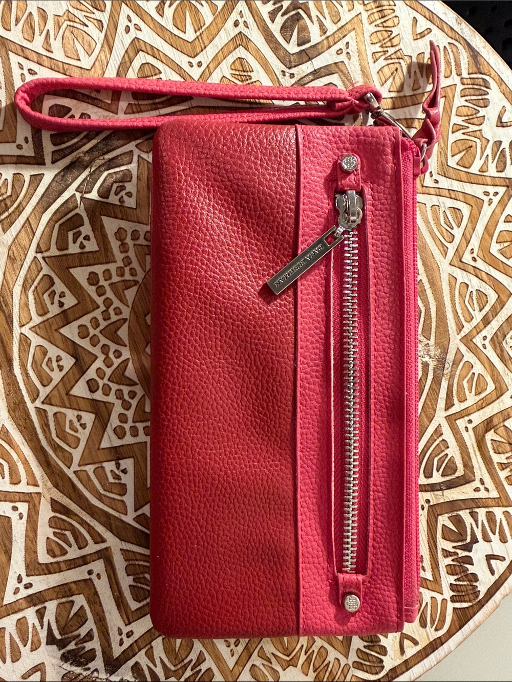 Dana Bachman Pink/Red Colorblock Women’s  Zip Wallet Wristlet - Sleek Clutch